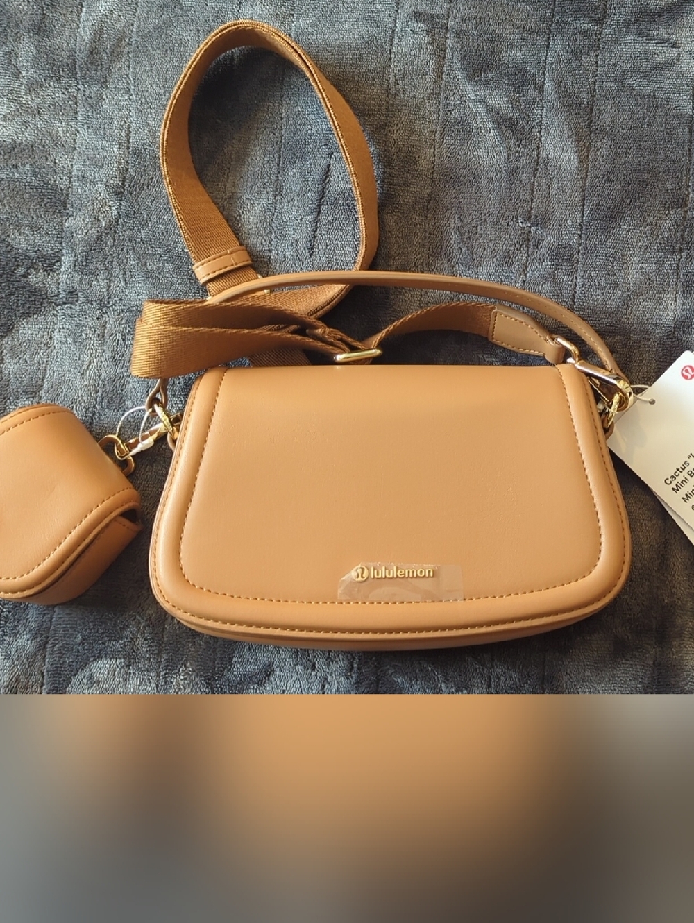 lululemon athletica Tan Crossbody Cactus leather Bag with Coin Pouch